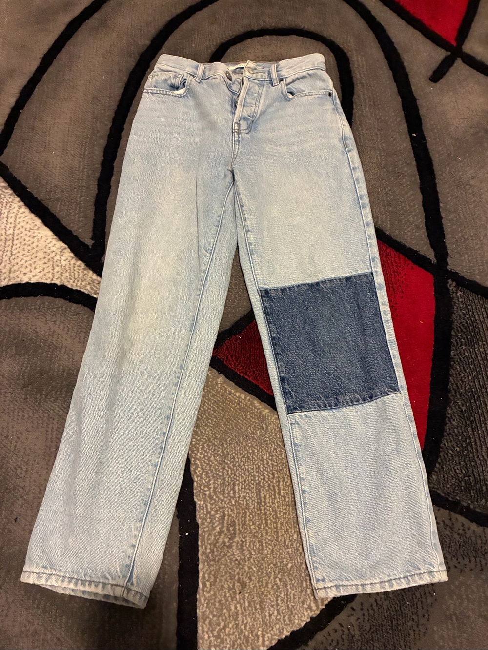 PacSun Light Blue Straight Leg Jeans with Dark Patch